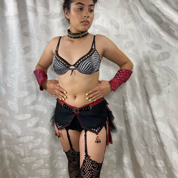 Xanadu Designs, One of a kind, Handmade, Upcycle’d Men’s Tie, Sexy Bustle Skirt.